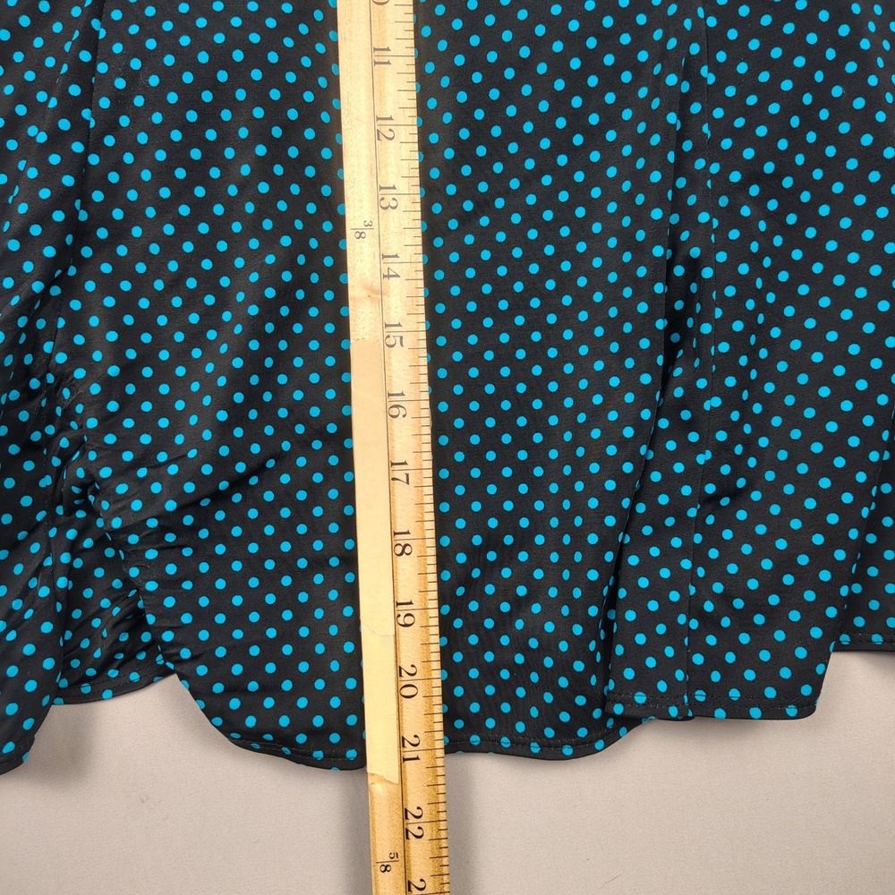 Longitude Swimdress Women 14 Black Blue Polka Dot Tummy Control Nylon Spandex - Picture 7 of 9